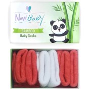 Resim Novibaby 3'lü Bambu Yenidoğan Bebek Çorabı I White Orange I 0-6 Ay 