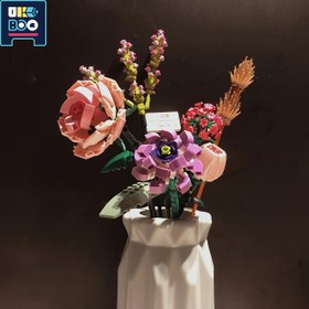 Resim UKBOO 547 Parça Mini Gül Yapı Blokları Simülasyon Saksı Buketi 3D Model Ev Dekorasyonu DIY Montaj Modeli 