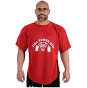 Resim Full Power Gym Oversize Ragtop Spor Tişört Kırmızı Çizgili 