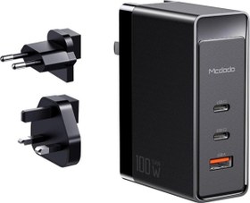 Resim Ch-8101 100w Gan 1usb-2xtype-c Girişli Üniversal Duvar Şarj Adaptörü-siyah 