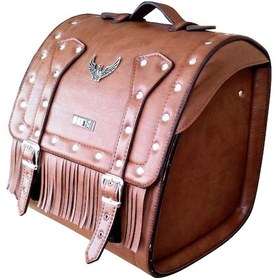 Resim Motosiklet Deri Arka Çanta Valiz Mod Chopper Kahverengi Çanta 