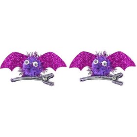 Resim Sones 1 Çift Cadılar Bayramı Yarasa Saç Tokası Çocuk Kostümü Başlığı Gül Kırmızısı 3+ 