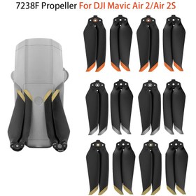 Resim 4 adet 7238F Düşük Gürültülü Pervaneler DJI Mavic Air 2/DJI AIR 2S için - Hızlı Çıkarma, TPU Malzeme, Artırılmış Uçuş Süresi & Stabilite, Siyah ile Turuncu/Altın Vurgular 