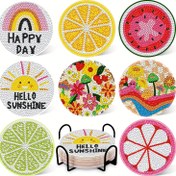 Resim 8 Parça 5D Elmas Boyama Seti, Braketli - "Hello Sunshine" Meyve Desen Serisi, Mutfak ve Yemek Masası Dekorasyonu İçin Uygun, Başlangıç Seviyesinde DIY El Sanatları, Yetişkinler ve Çocuklar İçin İdeal Hediye 