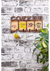 Resim Deepcraft Duvar Askılığı 4 Askılı Doğal Ahşap Uv Baskılı Coffee Kahve 