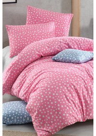 Resim Tek Kişilik Lastiksiz Pembe Yıldız Desenli Nevresim Takımı 