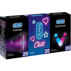 Resim Durex Extreme Geciktricili + Uyarıcı Jel + Chill Karma Paket Prezervatif 20'li 
