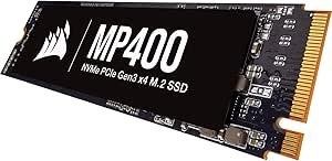 Resim Corsair MP400 4TB M.2 NVMe PCIe x4 Gen3 SSD (3.480 MB/s'ye kadar okuma hızı ve 3.000 MB/s'ye kadar sıralı yazma hızı, yüksek yoğunluklu 3D QLC NAND) Siyah 