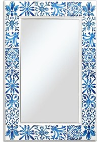 Resim Iznik Çini Dekoratif Ayna Mavi 