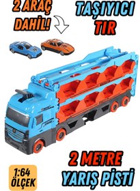 Resim RAF Store Yarış Pisti Özellikli Araç Taşıyıcı Tır 2 Metre Uzunluk Oyuncak Araba 24 Araç Kapasiteli 