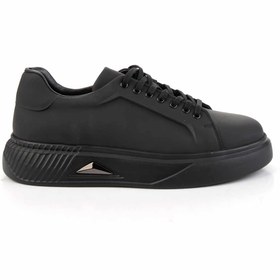 Resim Bambi Mat Siyah Hakiki Deri Erkek Sneaker E01307279903 