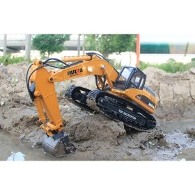 Resim Huina Huına 1/14 23 Kanal Full Metal Şase Rc Model Profesyonel Uzaktan Kumandalı Paletli Kepçe Ekskavatör 