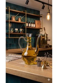 Resim Reoona Borosilikat Cam Glorry Yağlık Veya Sirkelik 700 Ml 1 Adet Düz Gold Kafalı Şeffaf 