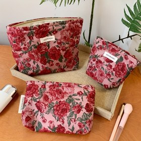 Resim Kadınlar için Vintage Çiçekli Makyaj Çantası - Hijyenik Cepli Geniş Katlanabilir Seyahat Tuvalet Organizatörü, Çok Fonksiyonlu Bozuk Para Cüzdanı & Kalem Kutusu, Günlük Kullanım ve Geziler İçin Dayanıklı Kumaş Kozmetik Çanta, Asılabilir Seyahat Tuvalet Çantası, Güvenli Fermuarlı Kapama 