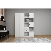 Resim Rafli Askilikli Çekmeceli Giysi Dolabi Gardrop Beyaz 130 cm G-yd-1050 