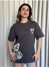 Resim Baskılı Ayıcıklı Tişört Antrasit 