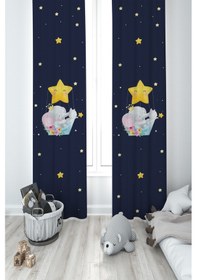 Resim Mekta Home Bebek Ve Çocuk Odası Sevimli Hayvanlar Desenli 2 Kanat Fon Perde 