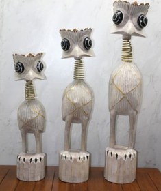 Resim Büro Ev Ofis Dekoru İçin 3parça 90cm Maksi Ahşap Deve Kuşu Objesi Seti 