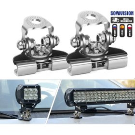 Resim 2pc Black-2pcs/set Araç Montaj Çalışma Işığı Braketi Kelepçe Paslanmaz Çelik Sütun Hood Offroad Led Çalışma Işığ 