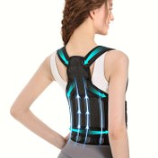 Resim Erkonomik Sırt Germe Kemeri & Duruş Düzeltici - Ayarlanabilir Esnek Sırt Desteği, %100 Polyester Nefes Alabilen Kumaş, Teal Detaylı Siyah Renk - Elde Yıkanabilir, İş, Günlük Kullanım, Açık Hava Aktiviteleri ve Fitness Aksesuarları İçin, Modern Tasarım, Rahat Kullanım 