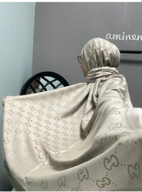 Resim Modakaşmir G Desen Kaşmir İpek Şal Vizon Yeşil Renk Koyu Vizon 