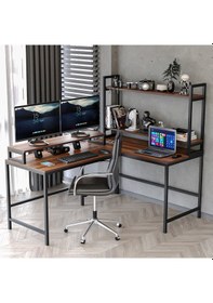 Resim 610-c L Masa ,raflı L Şekilli Ofis Masası Ceviz 