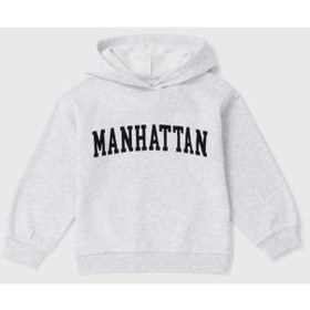 Resim Kız Çocuk Gri Marl Manhattan Oversize Kapüşonlu Üst 001 