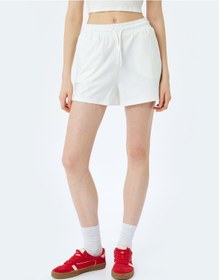 Resim Koton Beli Bağcıklı Cep Detaylı Mini Şort Ekru 5sal40031ık Ekru 