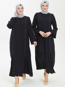 Resim Taş Işlemeli Ispanyol Kol Lacivert Ferace 3356 