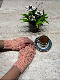 Resim örgü El Yapımı Parmaksız Eldiven/ Ajurlu Şık Tasarım/ Kışlık Kadın Eldiven 