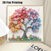 Resim 5D Elmas Boyama Seti - Özel Şekilli Kristal Elmaslarla Renkli Çiçek Ağacı, Yetişkinler İçin Bitki Temalı Kanvas Sanatı, El Yapımı Nakış Mozaik El Sanatları, Parıldayan Duvar Dekor Hediye Fikri 