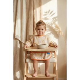 Resim Babydonat Bunny Bliss Su Geçirmez Kollu Bebek Mama Önlüğü - Leke Tutmaz Blw Uyumlu Tavşan Desenli Mama Önlüğü 6-24 Ay 