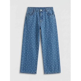 Resim LC Waikiki Lcw Kids Kız Çocuk Mavi Wideleg Jean Pantolon Viskos Kumaşla Casual Stil 