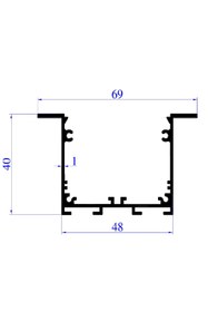 Resim Ledarmy LED Kanal Profil Alüminyum Sıva Altı Kasa 1 Metre 2185 SA 40x48mm Opak Pleksi Yan Kapak ve Yay Dahil 