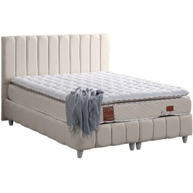 Resim Narva Çift Kişilik Baza Başlık Real Pedli Yatak Seti Krem 180 x 200 