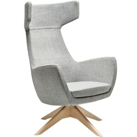 Resim BEKALIVING Leo Döner Ahşap Ayak Berjer Kaşe Açık Gri 