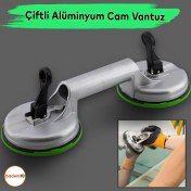 Resim Çiftli Vantuz Cam Vantuzu Vakumlu Fayans Ahşap Tutucu Taşıma Araba Kaporta Göcük Çektirme 2'li Alüminyum 