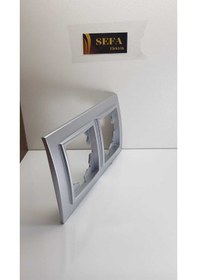 Resim Metalik Gri İkili Çerçeve Elbi Zena Silverline Serisi 