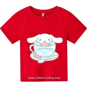 Resim Mınıso Sanrio Cinnamoroll Ve Hello Kitty Bebek Tişört Seti - Rahat Kısa Kollu Çocuk Giyimkırmızıkadın Kirmizi 