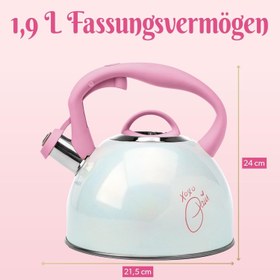 Resim Paslanmaz Çelik Çaydanlık , 2 L, Cool-Touch Saplı, Düdüklü, Pembe 