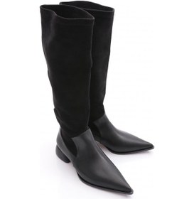 Resim Dgn 2500-1974 Kadin Uzun Kisa Topuk Çizme Siyah Geyik 