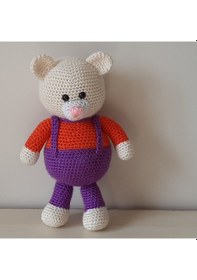 Resim Amigurumi Örgü Oyuncak Renkli Ayı Mor 