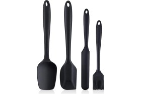 Resim 4 Parça Büyük Boy Silikon Yumurta Fırçası Kaşık Spatula Seti Isıya Dayanıklı 