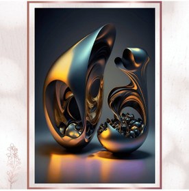 Resim Akışkan Metal Formlar Pvc Tablo - Modern 3d Dijital Heykel Pvc Tablo 