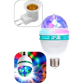 Resim Renkli Disko Ampulü Lambası E27 Duy Hediye Led Ampul Dönen Disco 