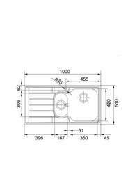 Resim Franke Neptün - Nex 651 Paslanmaz Çelik Sol Eviye 