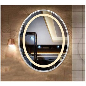 Resim GLOBAL LED MIRROR 73x93 Cm Kumlamalı Elips Ledli Ayna Banyo Aynası Dekoratif Ayna Boy Ayna Salon Duvar Ayna 