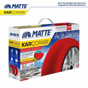 Resim Oto Aksesuarcım Matte Active Series Oto Araba Lastik Anti Patinaj Kar Çorabı Kırmızı Xl 