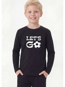 Resim Fyk Kids Yuvarlak Yaka Uzun Kollu Baskı Detaylı Erkek Çocuk Sweatshirt Siyah 