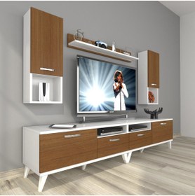 Resim Decoraktiv Eko 5220da Slm Retro Tv Ünitesi Tv Sehpası - Beyaz - Ceviz 